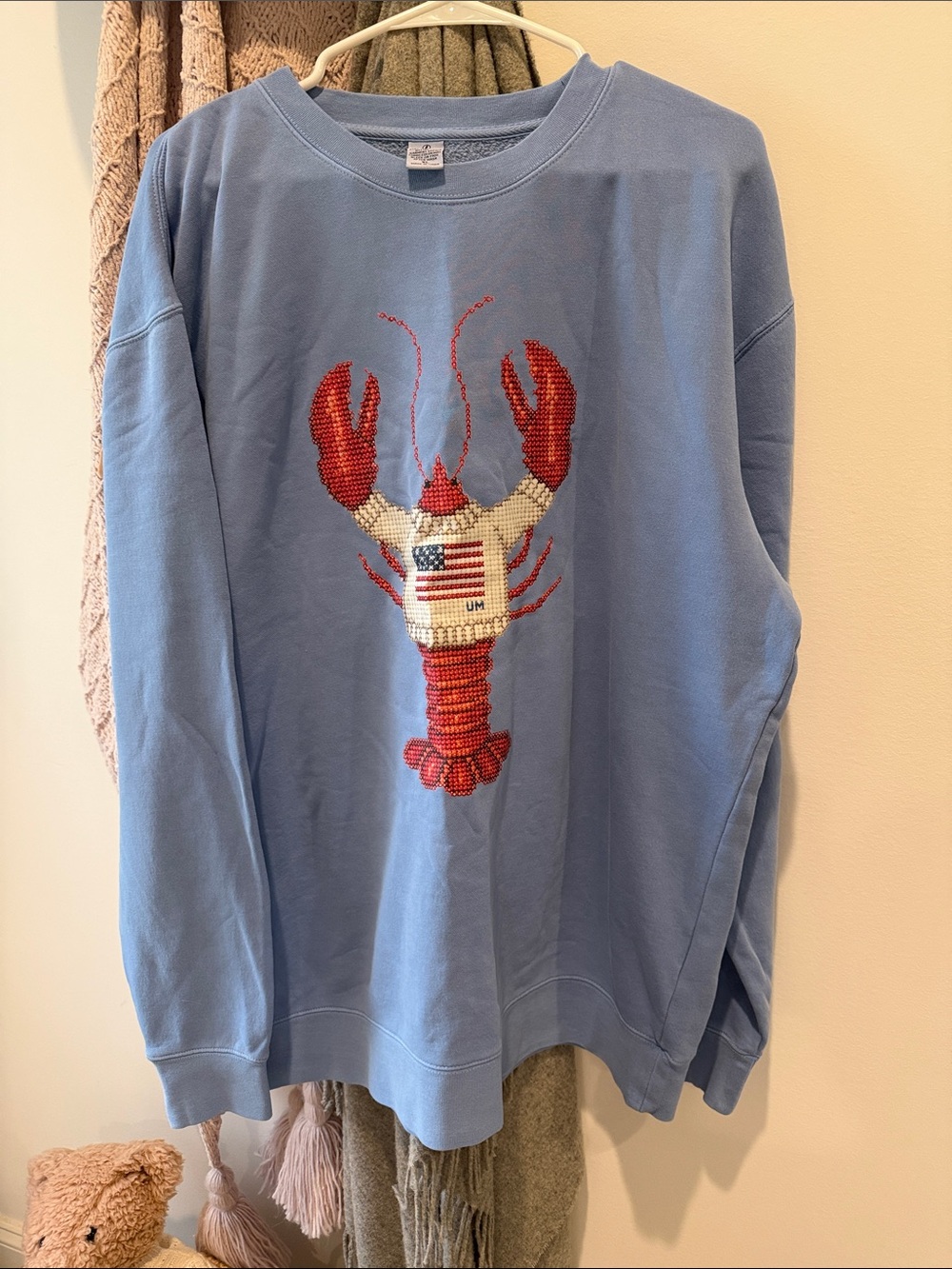 Light Blue Lobster Graphic Crewneck Sweater